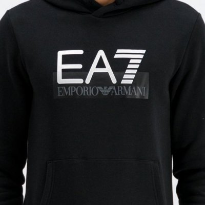 Bluza Emporio Armani EA7 męska czarna z kapturem duże logo