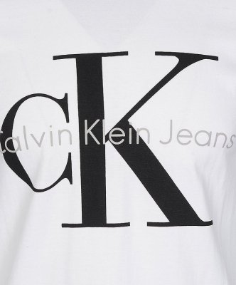 T-shirt koszulka Calvin Klein Jeans męska z okrągłym dekoldem biały