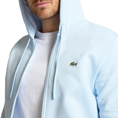 Bluza męska Lacoste błękitna bawełniana rozpinana z kapturem