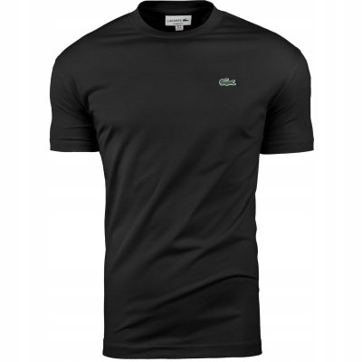 T-shirt koszulka Lacoste męska czarna z okrągłym dekoldem bawełniana