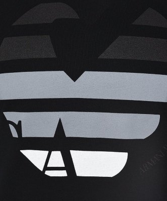 T-shirt Armani Jeans logo koszulka męska czarna bawełniana duże logo