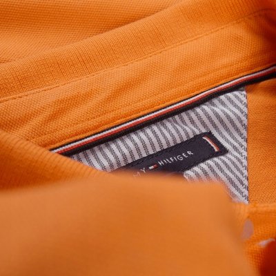 Polówka polo Tommy Hilfiger męska pomarańczowa Regular Fit małe logo bawełniana