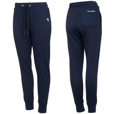 Spodnie damskie Karl Lagerfeld granatowe bawełniane