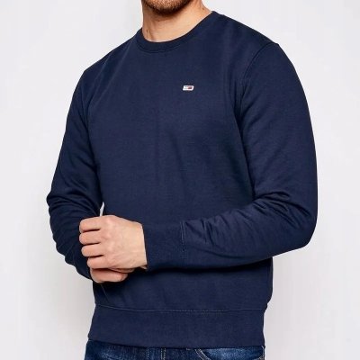 Bluza Tommy Jeans męska granatowa wkładana przez głowę bawełniana
