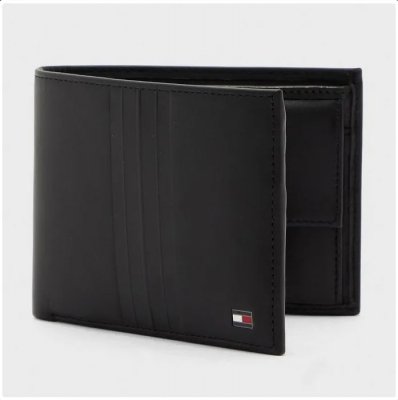 Portfel Tommy Hilfiger męski czarny na bilon banknoty karty i dokumenty skórzany