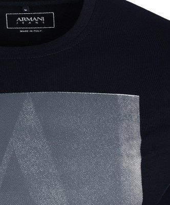 Armani Jeans bluza granatowa męska duże logo bawełniana