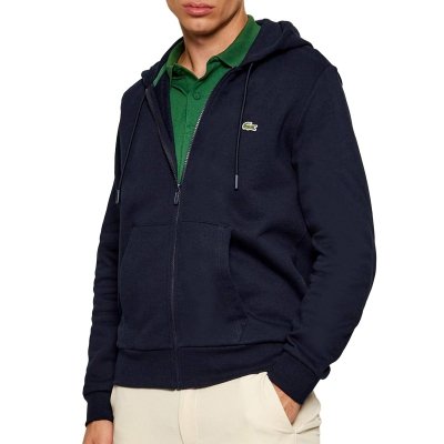 Bluza męska Lacoste granatowa bawełniana rozpinana z kapturem