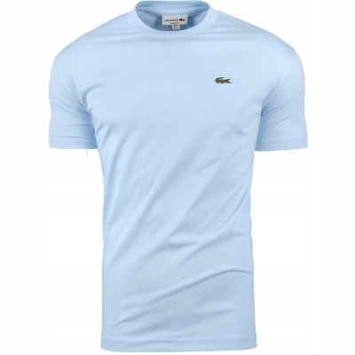 T-shirt koszulka Lacoste męska błękitna z okrągłym dekoldem bawełniana