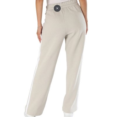 Spodnie dresowe Adidas damskie beżowe szeroka nogawka