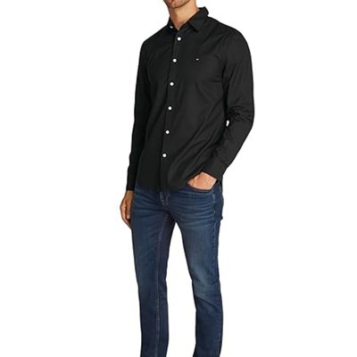 Koszula czarna Tommy Hilfiger Slim Fit męska logo