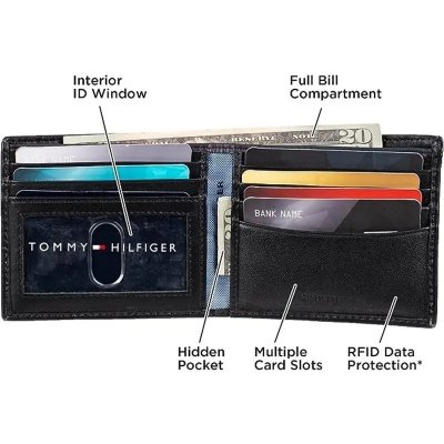 Portfel Tommy Hilfiger męski czarny na banknoty karty i dokumenty skórzany