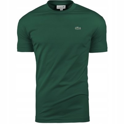 T-shirt koszulka Lacoste męska zielona z okrągłym dekoldem bawełniana
