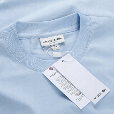 T-shirt koszulka Lacoste męska błękitna z okrągłym dekoldem bawełniana