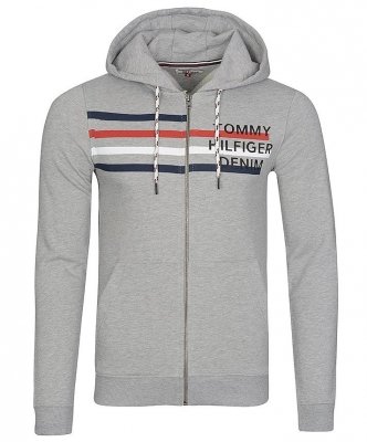 Bluza Tommy Hilfiger męska szara rozpinana z kapturem Denim