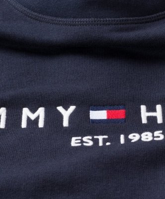 Bluza Tommy Hilfiger męska granatowa wkładana przez głowę bawełniana duże logo