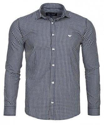 Koszula Armani Jeans granatowa w kratkę Slim Fit logo