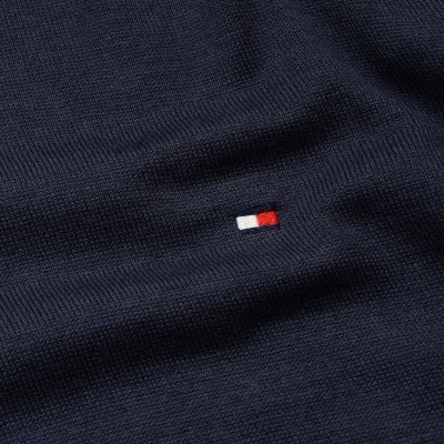 Sweter męski Tommy Hilfiger granatowy jedwab z okrągłym dekoldem
