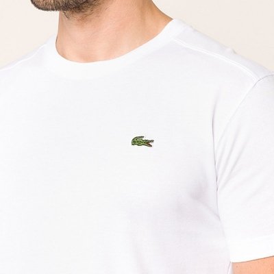T-shirt koszulka Lacoste męska biała z okrągłym dekoldem bawełniana