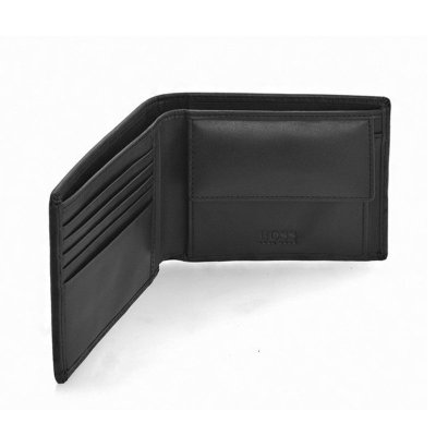 Portfel Hugo Boss Asolo męski czarny na bilon banknoty i karty skórzany