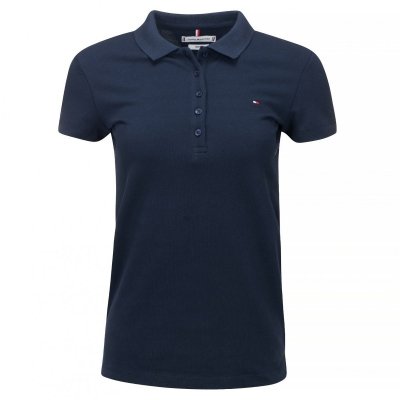 Polówka polo Tommy Hilfiger damska granatowa Slim Fit małe logo bawełniana