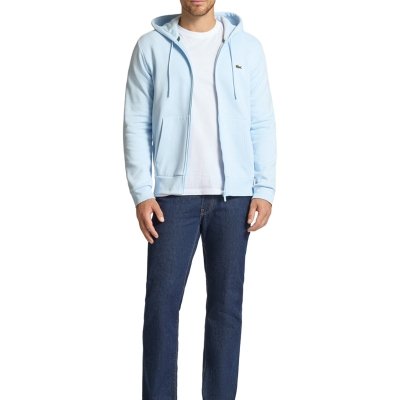 Bluza męska Lacoste błękitna bawełniana rozpinana z kapturem