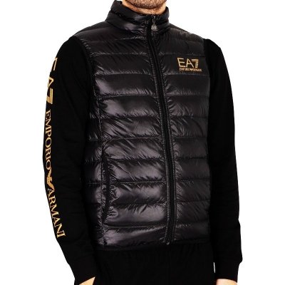 Bezrękawnik Emporio Armani EA7 męski czarny wiosenny złote logo