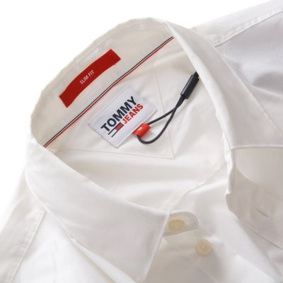 Koszula biała Tommy Jeans Slim Fit męska logo