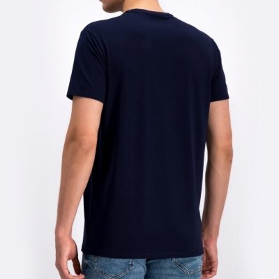 T-shirt koszulka Lacoste męska granatowa z okrągłym dekoldem bawełniana