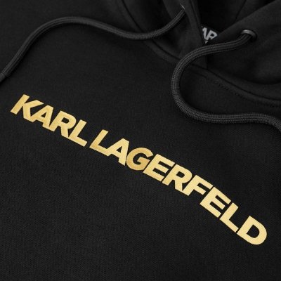 Bluza Karl Lagerfeld męska z kapturem czarna bawełniana złote logo