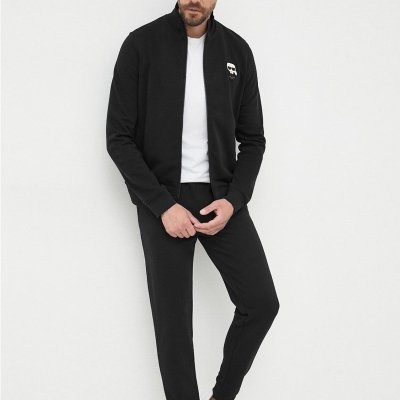 Bluza Karl Lagerfeld męska ze stójką rozpinana czarna