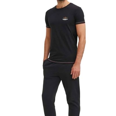 Aeronautica Militare t-shirt męski koszulka czarny okrągły crew-neck