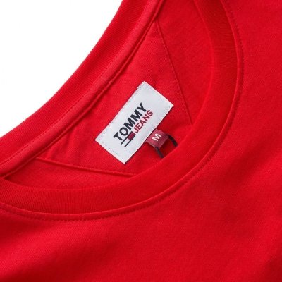 T-shirt Tommy Jeans koszulka męska z okrągłym dekoldem czerwona