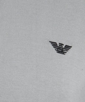 Sweter męski Emporio Armani bawełniany z okrągłym dekoldem szary