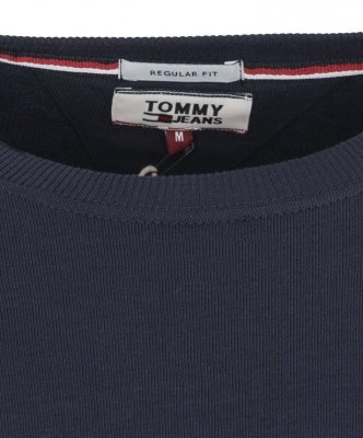 Bluza Tommy Jeans męska granatowa wkładana przez głowę bawełniana