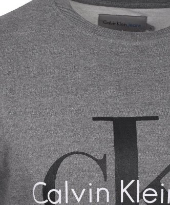 Bluza Calvin Klein męska szara duże logo bawełniana