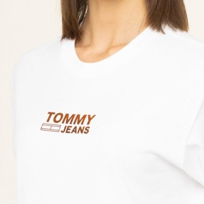 Longsleeve koszulka na długi rękaw Tommy Jeans biała złote logo