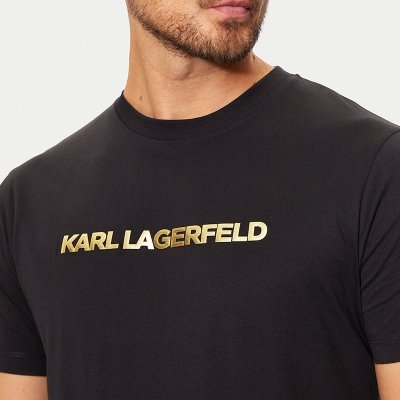 Karl Lagerfeld t-shirt koszulka czarna męska duże złote logo