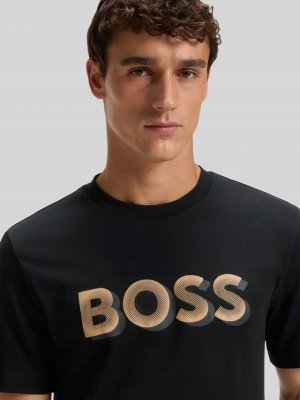 Hugo Boss t-shirt koszulka na krótki rękaw męska czarna duże logo