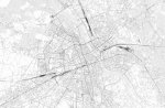 Fototapeta do salonu - Mapa Warszawy - czarno-biała