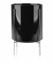 Kwietnik - Doniczka czarna na srebrnym stojaku - 23x26cm
