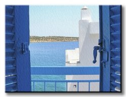 Obraz na ścianę - Grecja, balkon na Krecie - 120x90 cm