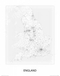 England, black&amp;white - mapa