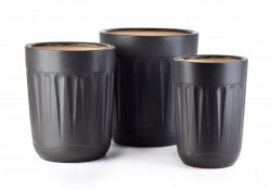 Doniczka ceramiczna - Komplet 3szt Czarny mat 