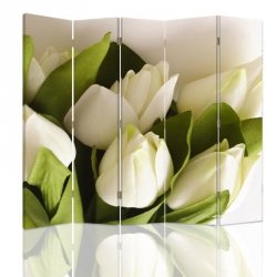Parawan - Białe Tulipany - 5 części - Obrotowy 360°