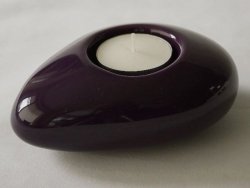 Świecznik - Jagodowy - Ceramiczny - 12cm