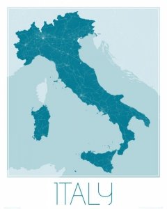 Italy, blue - mapa