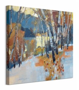 Birch, Frost and Winter Lake - obraz na płótnie