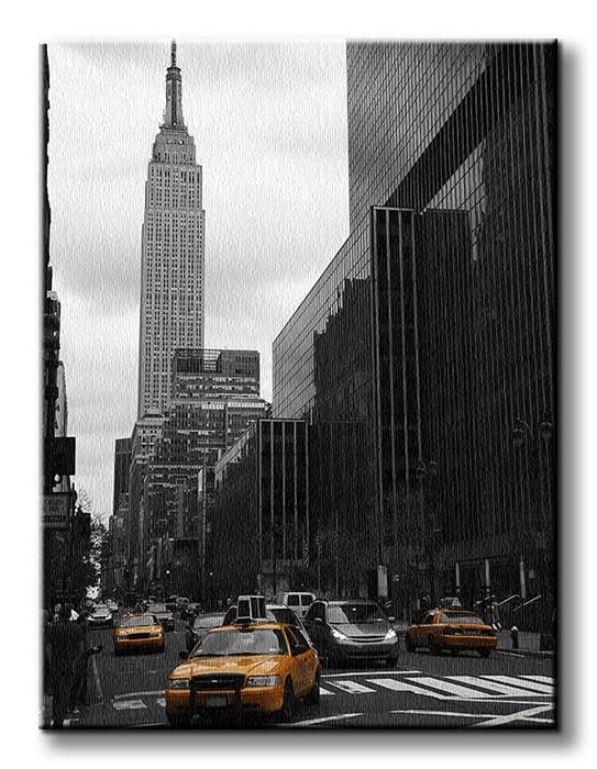 Obraz do salonu - Żółte taksówki, New York - 90x120 cm - Dekoracje na ścianę - Sklep DecoArt24.pl