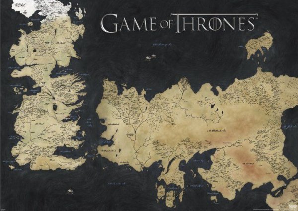 Game Of Thrones (Map Of Westeros &amp; Essos) - plakat