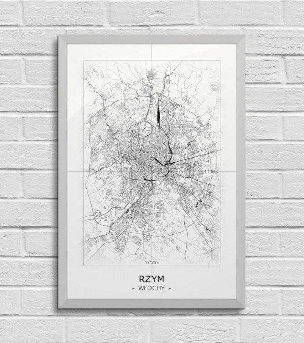 Rzym - Czarno-biała mapa